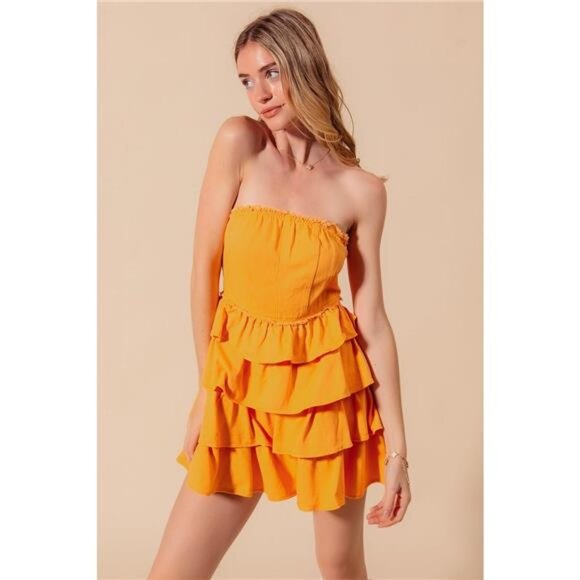 SO ME Strapless Ruffle Layered Game Day Cheer Up Dress - Picture 5 of 5